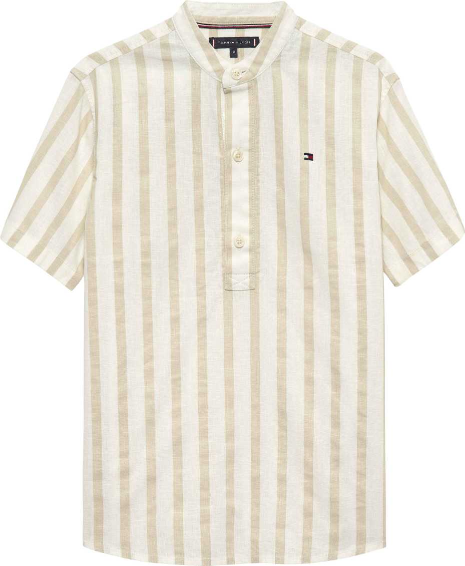 Tommy Hilfiger Camisa Linen Blend Classic Beige Stripe para Niño