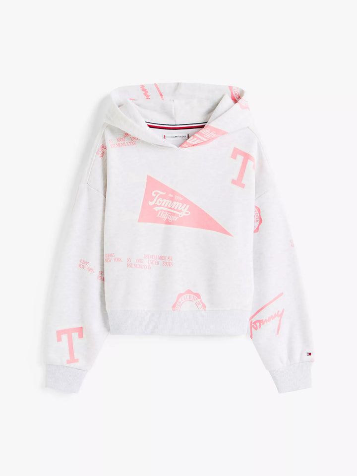 TOMMY HILFIGER NIÑA TSHIRT AOP HOODED SWEA GREY HEATHER/LIGHT PINK