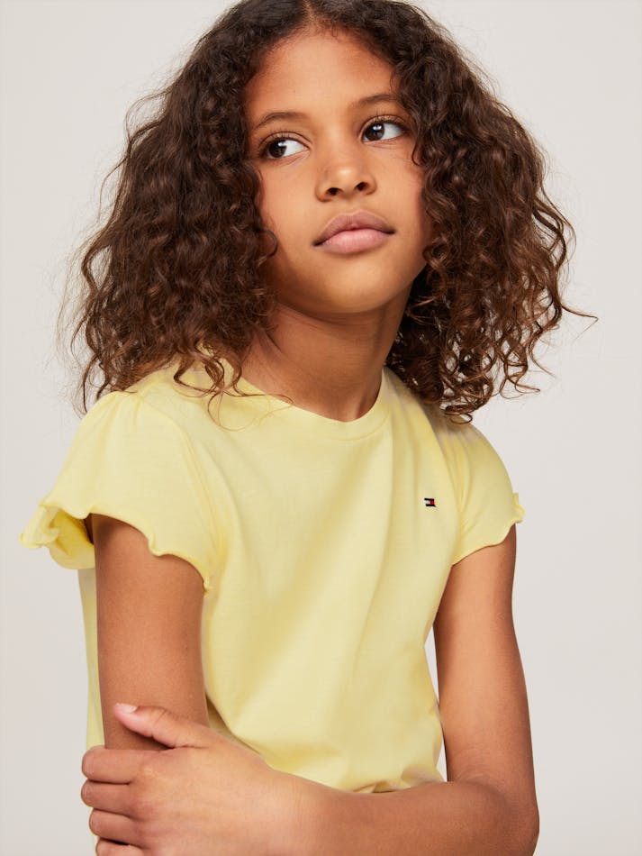 TOMMY HILFIGER NIÑA TSHIRT ESSENTIAL RUFFLE SLEEVE SS LEMON ZEST