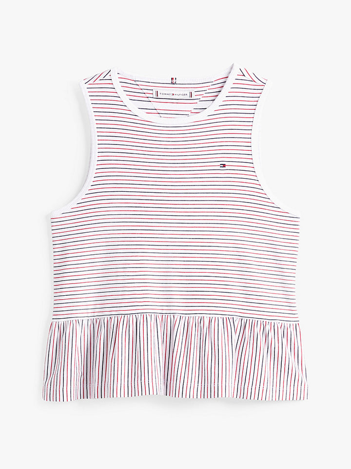 TOMMY HILFIGER NIÑA BLUSA PEPLUM STRIPE RED WHITE BLUE STRIPES