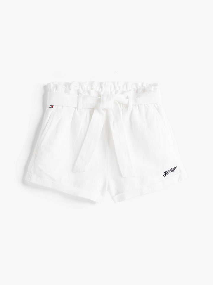 TOMMY HILFIGER NIÑA SHORT LINEN PULL ON WHITE