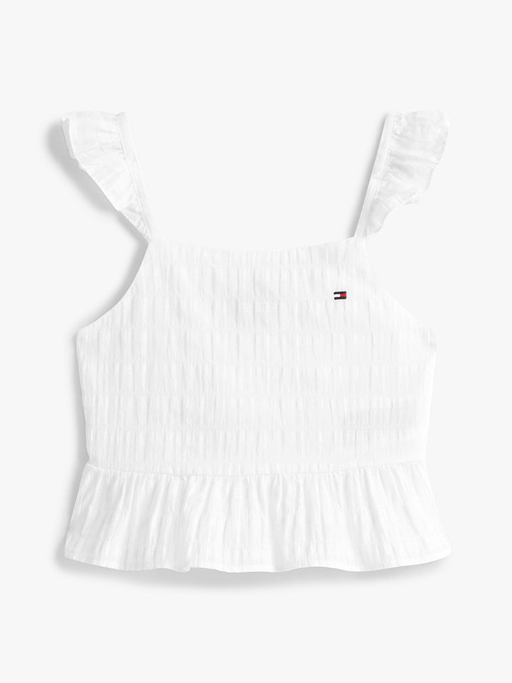 TOMMY HILFIGER NIÑA BLUSA TEXTURED COTTON WHITE