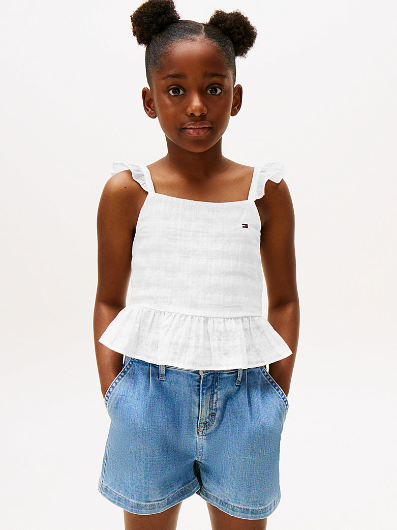 TOMMY HILFIGER NIÑA BLUSA TEXTURED COTTON WHITE