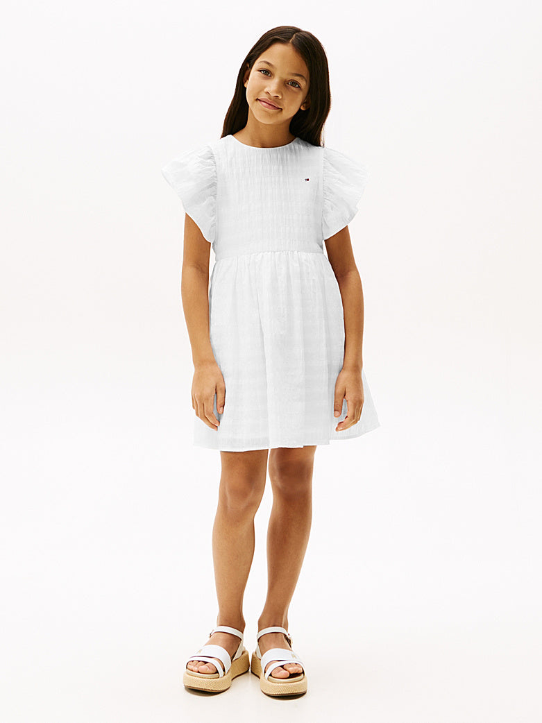 TOMMY HILFIGER NIÑA VESTIDO TEXTURED COTTON WHITE