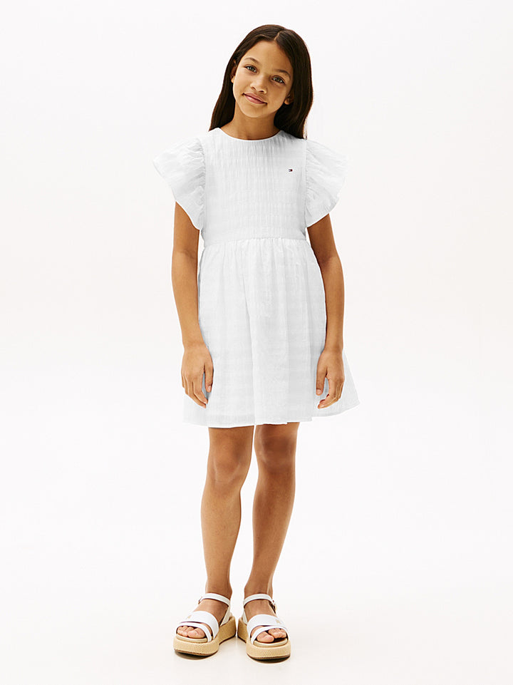 TOMMY HILFIGER NIÑA VESTIDO TEXTURED COTTON WHITE