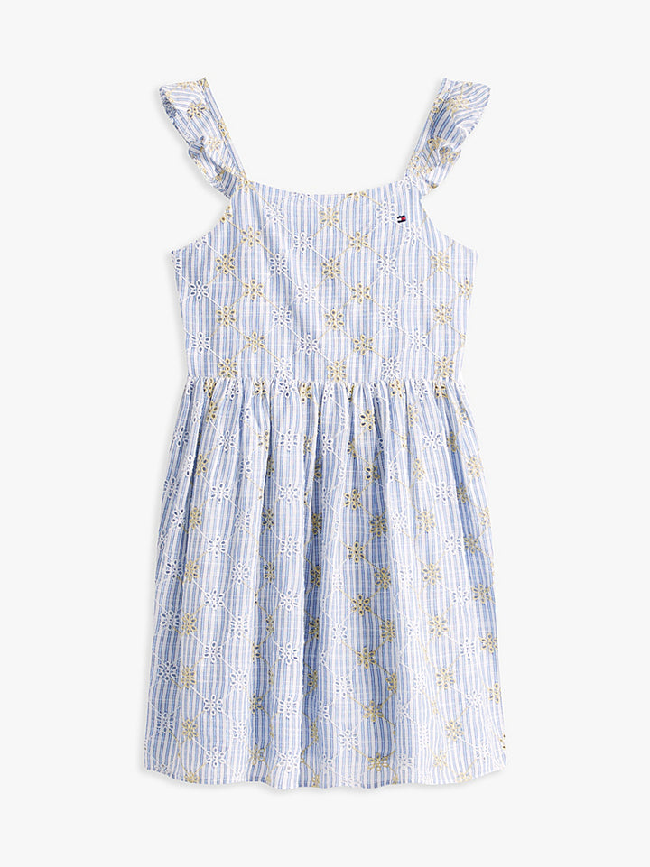 TOMMY HILFIGER NIÑA VESTIDO BRODERIE ANGLAISE BREEZY BLUE AOP