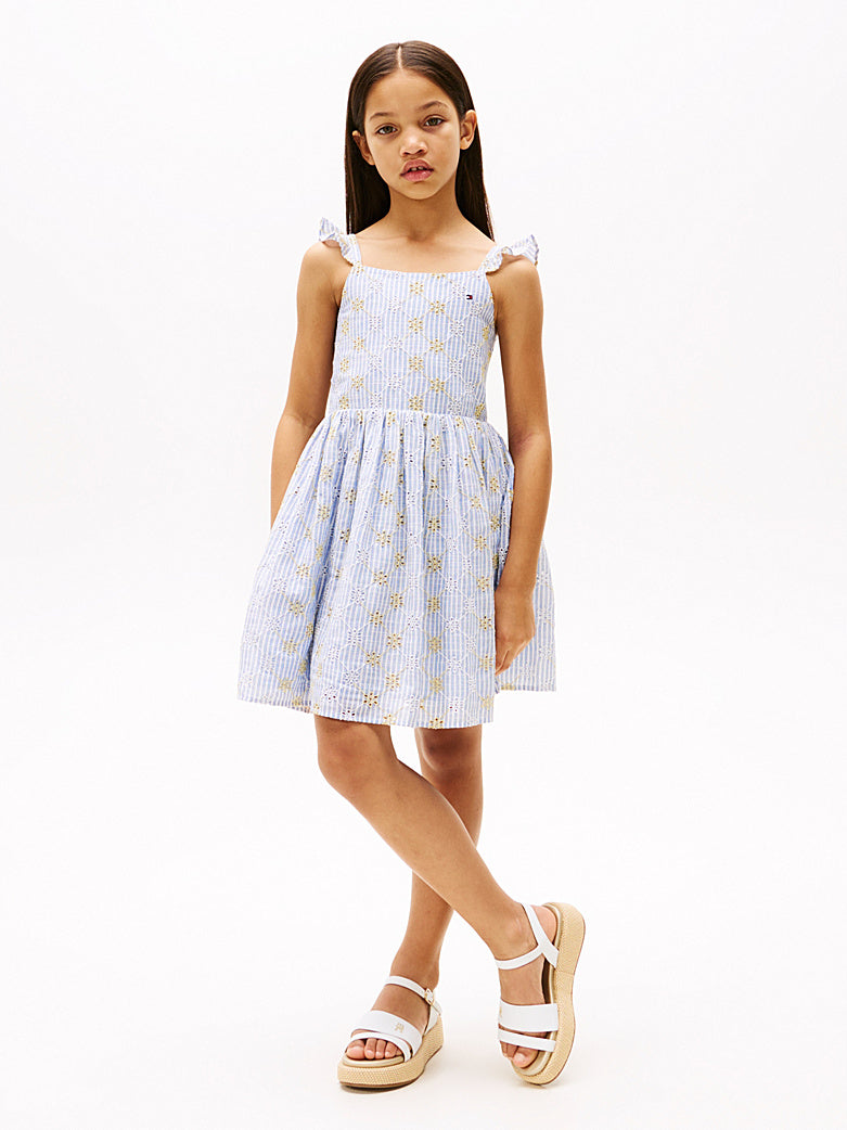 TOMMY HILFIGER NIÑA VESTIDO BRODERIE ANGLAISE BREEZY BLUE AOP