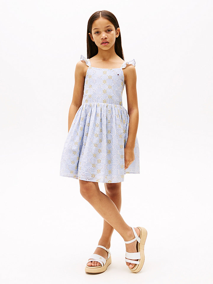TOMMY HILFIGER NIÑA VESTIDO BRODERIE ANGLAISE BREEZY BLUE AOP