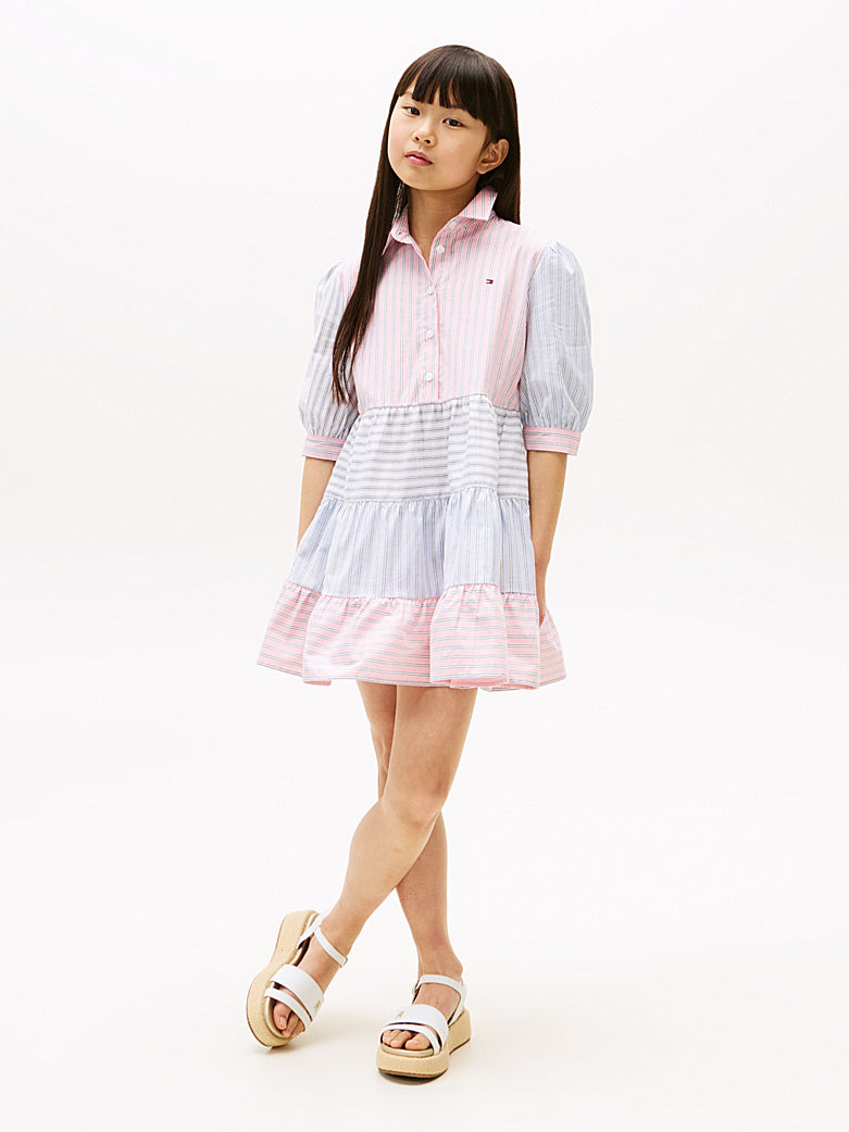 TOMMY HILFIGER NIÑA VESTIDO MIX STRIPE LIGHT PINK MULTI STRIPES