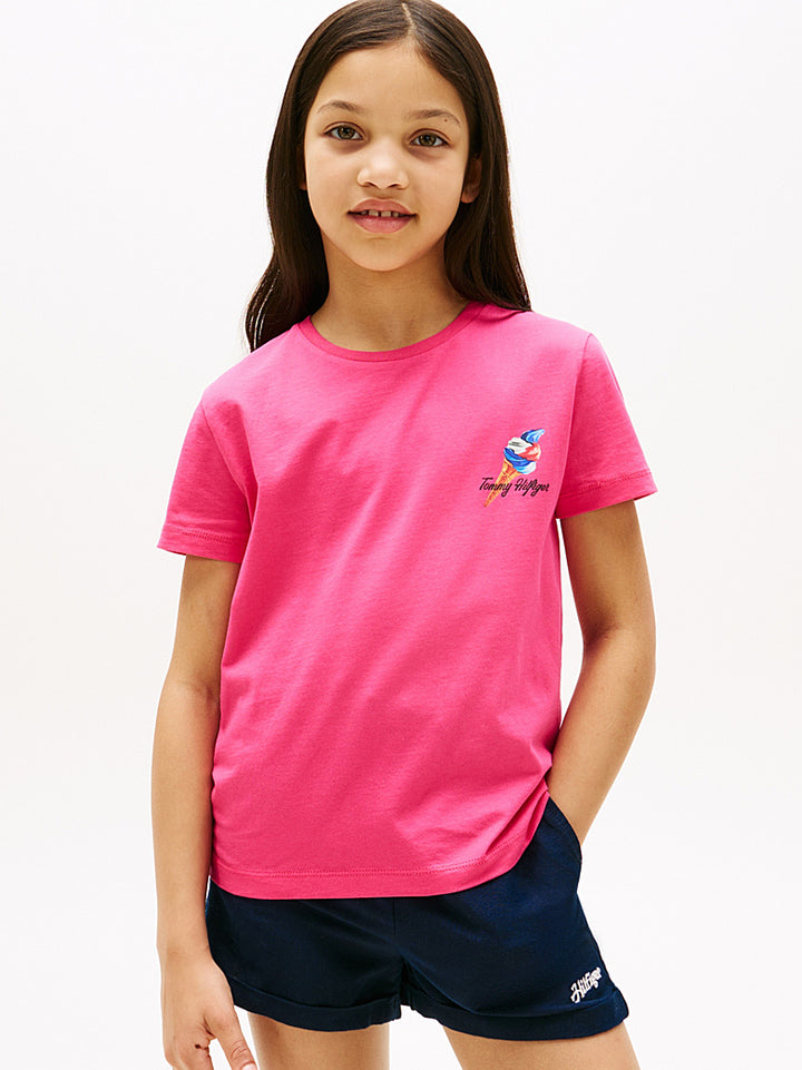 TOMMY HILFIGER NIÑA TSHIRT SEASONAL GRAPHIC JEWEL PINK