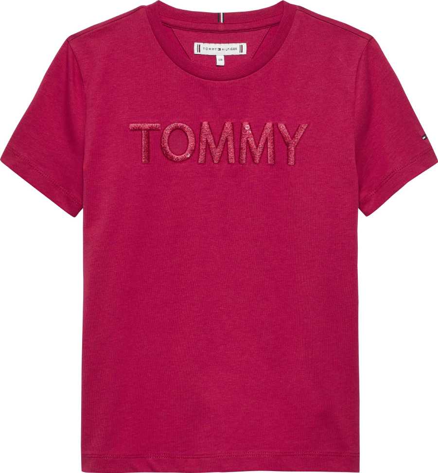 Tommy Hilfiger Tshirt Sequins M/C Ruby Rhubarb para Niña