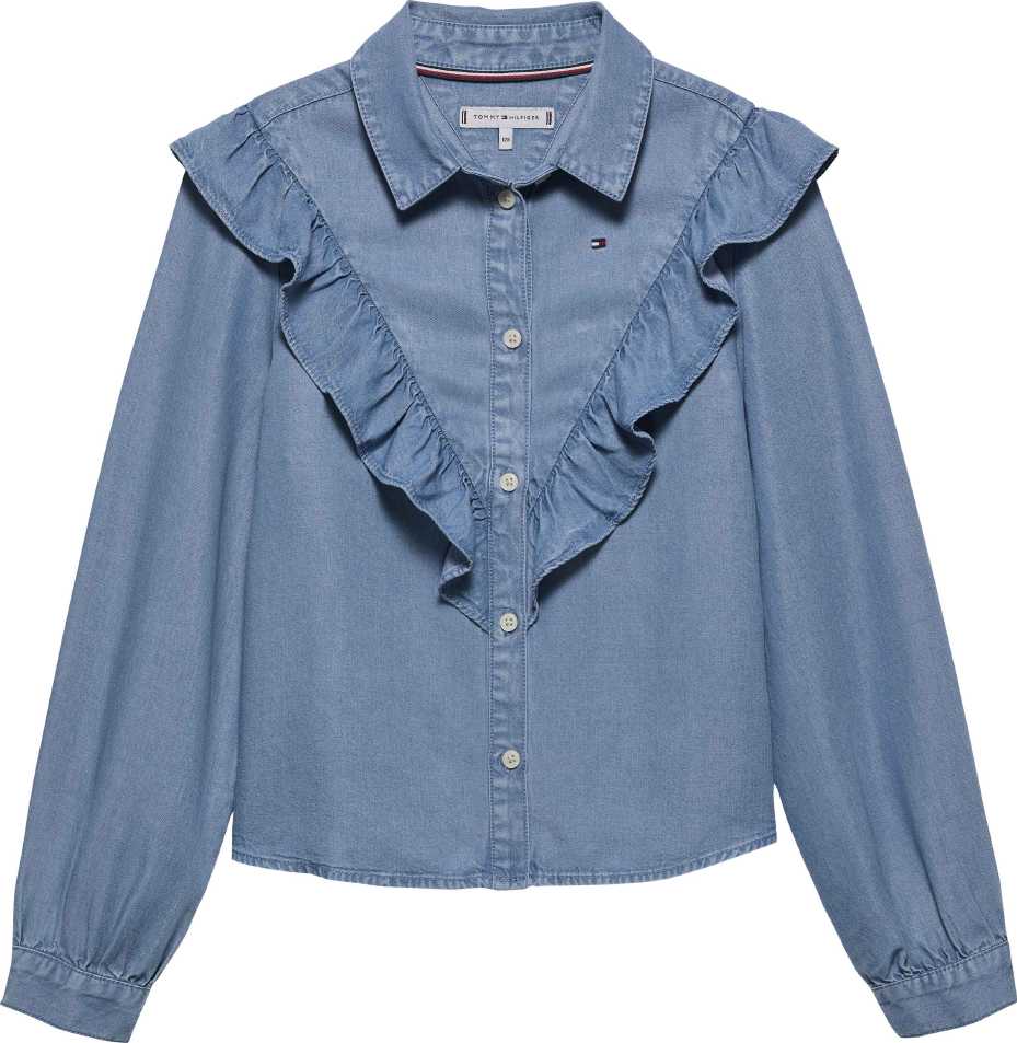 Tommy Hilfiger Camisa Y Blusa Ruffle M/L Denim para Niña