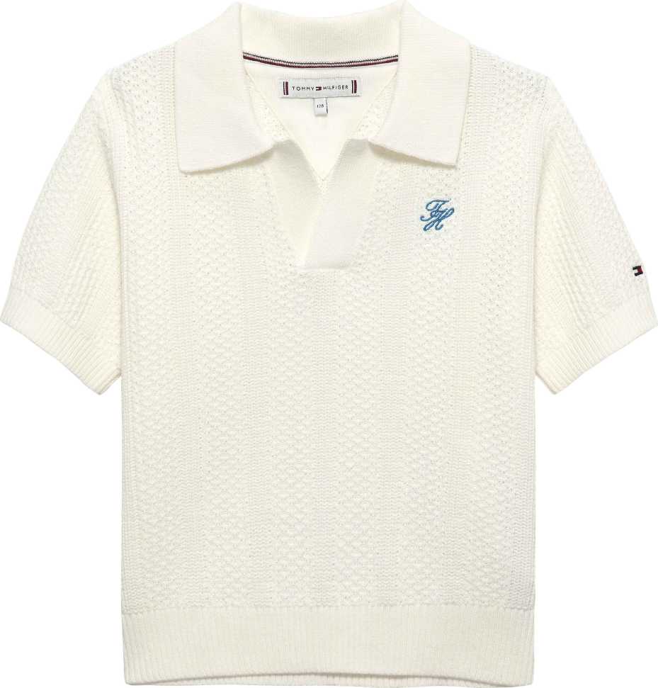 Tommy Hilfiger Abrigo Crochet Stitch Ivory Silk para Niña