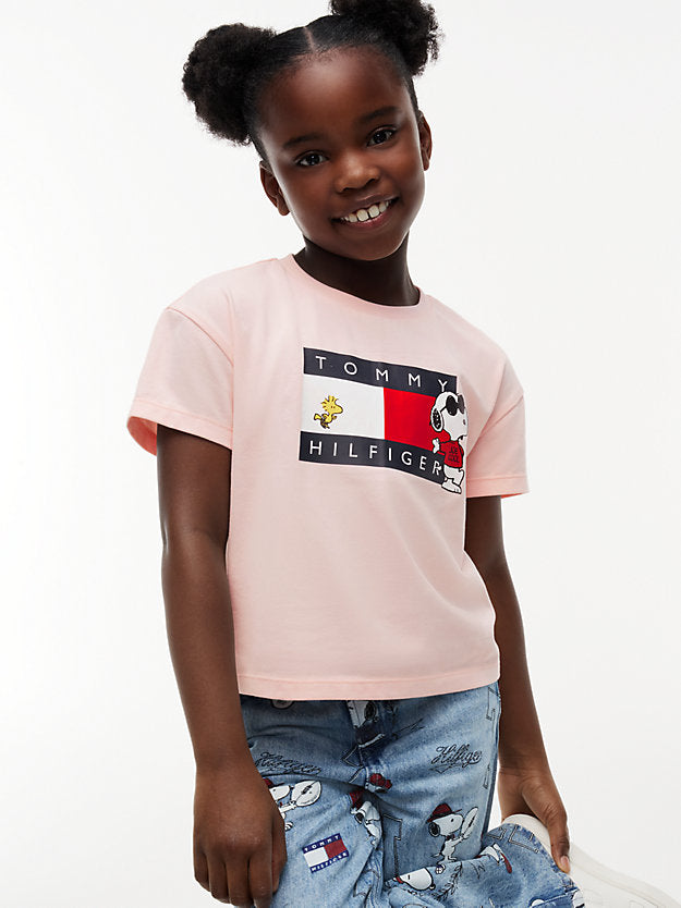 TOMMY HILFIGER TSHIRT SNOOPY FLAG WHIMSY PINK