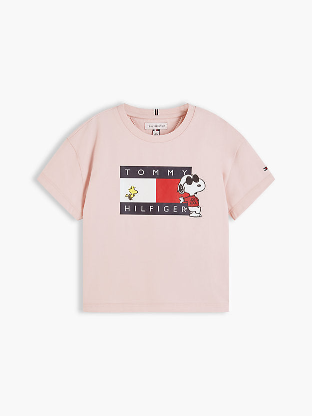 TOMMY HILFIGER TSHIRT SNOOPY FLAG WHIMSY PINK