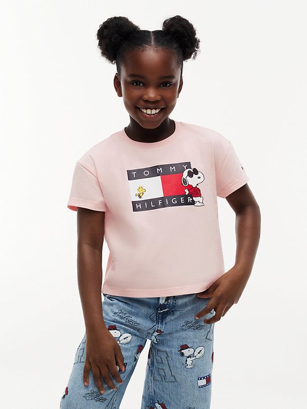 TOMMY HILFIGER TSHIRT SNOOPY FLAG WHIMSY PINK