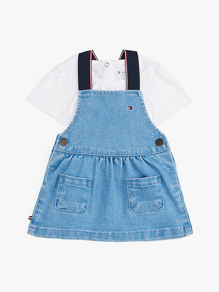 TOMMY HILFIGER BEBE NIÑA CONJ DE OVEROL DENIM 2PK