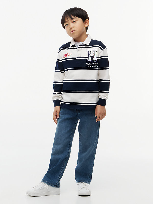 TOMMY HILFIGER POLO PEANUTS RUGBY DARK BLUE/OFF WHITE STRIPES