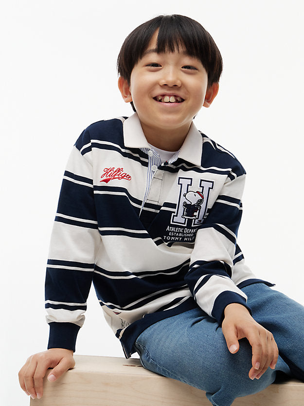 TOMMY HILFIGER POLO PEANUTS RUGBY DARK BLUE/OFF WHITE STRIPES