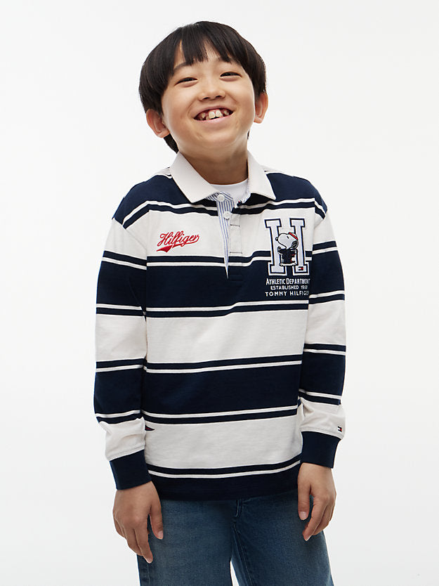 TOMMY HILFIGER POLO PEANUTS RUGBY DARK BLUE/OFF WHITE STRIPES