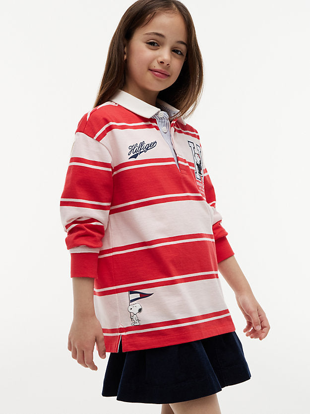 TOMMY HILFIGER POLO PEANUTS RUGBY RED GLARE/WHIMSEY PINK STRIPE