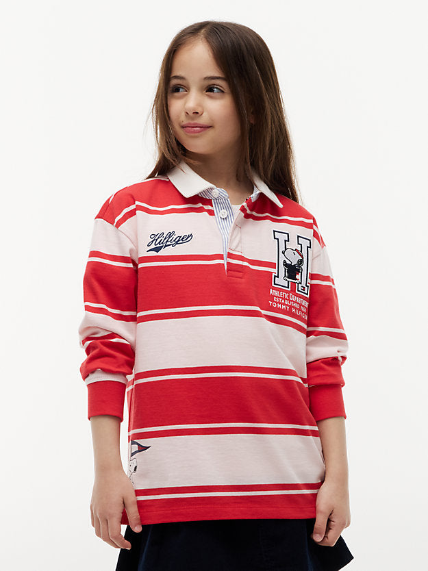 TOMMY HILFIGER POLO PEANUTS RUGBY RED GLARE/WHIMSEY PINK STRIPE