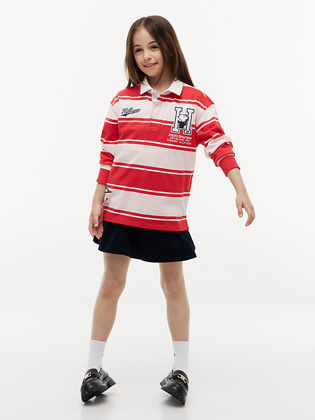 TOMMY HILFIGER POLO PEANUTS RUGBY RED GLARE/WHIMSEY PINK STRIPE