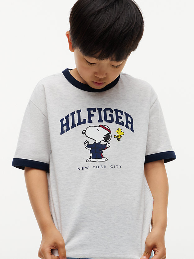 TOMMY HILFIGER TSHIRT PEANUTS RINGER GREY HEATHER