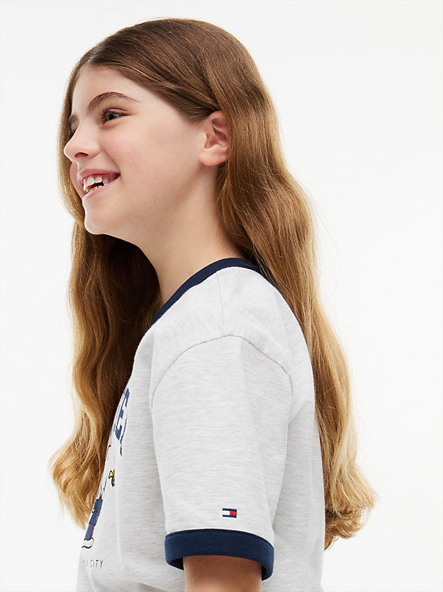 TOMMY HILFIGER TSHIRT PEANUTS RINGER GREY HEATHER