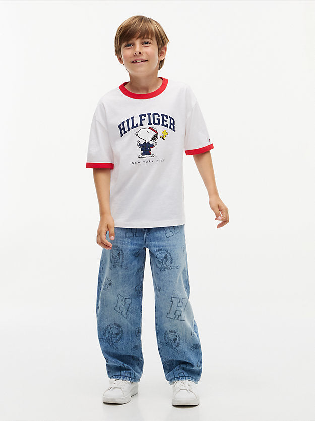 TOMMY HILFIGER TSHIRT PEANUTS RINGER WHITE