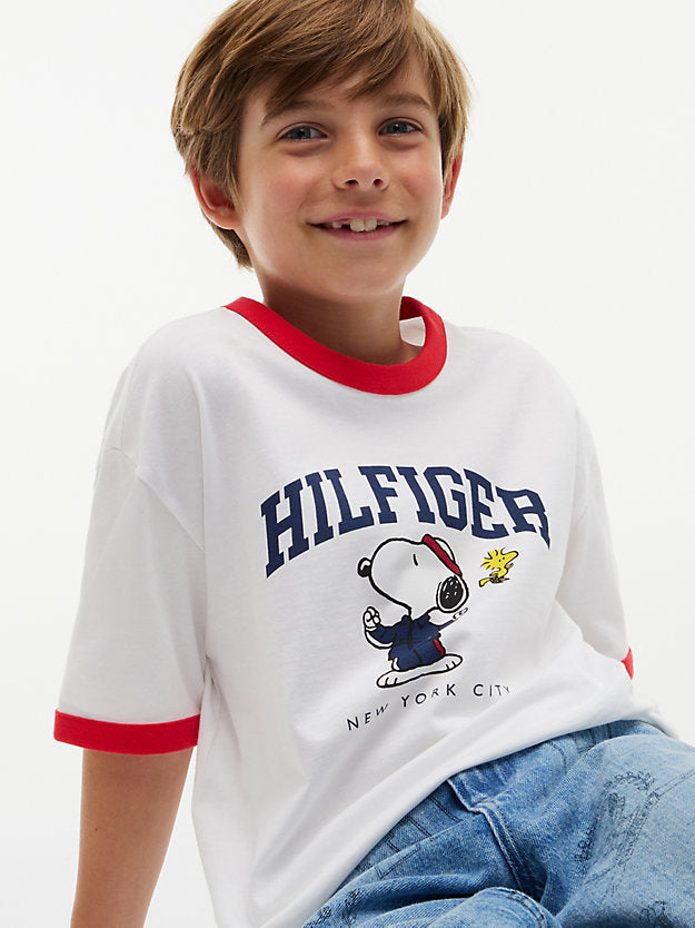 TOMMY HILFIGER TSHIRT PEANUTS RINGER WHITE