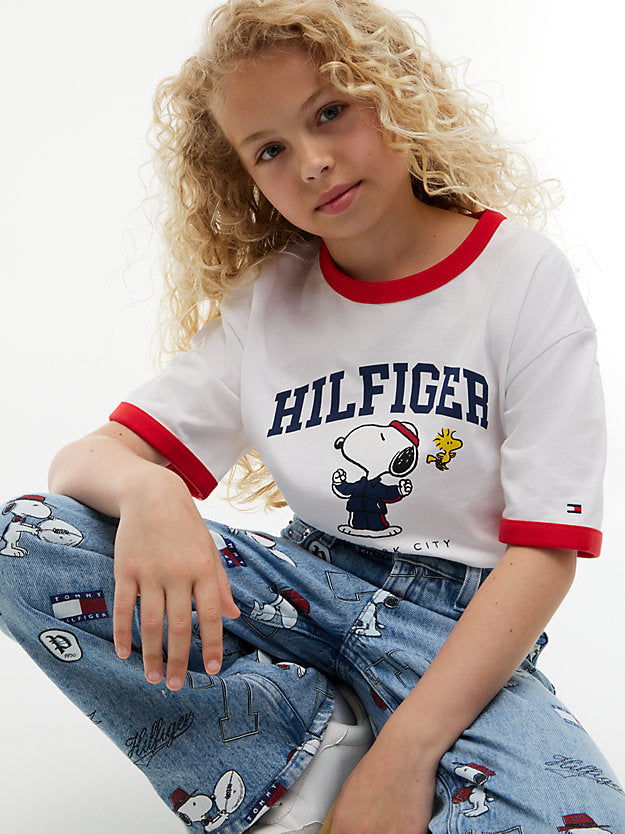 TOMMY HILFIGER TSHIRT PEANUTS RINGER WHITE