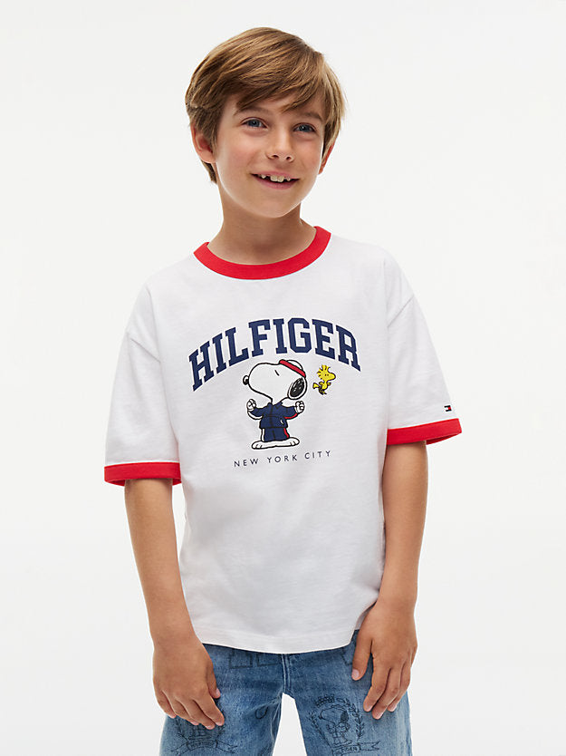 TOMMY HILFIGER TSHIRT PEANUTS RINGER WHITE