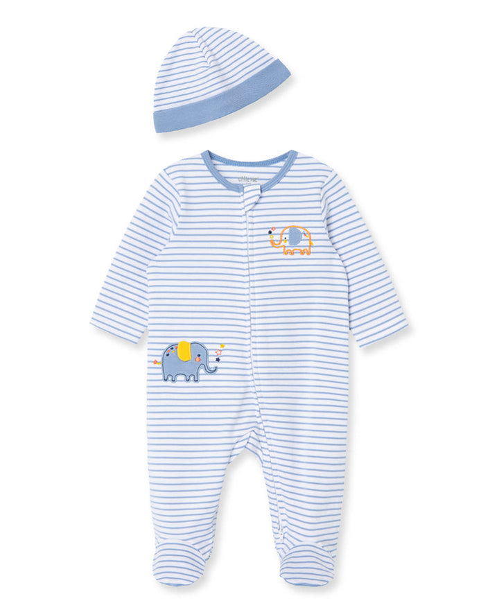 LITTLE ME BEBE NIÑO PIJAMA & HAT ELEPHANT BLUE