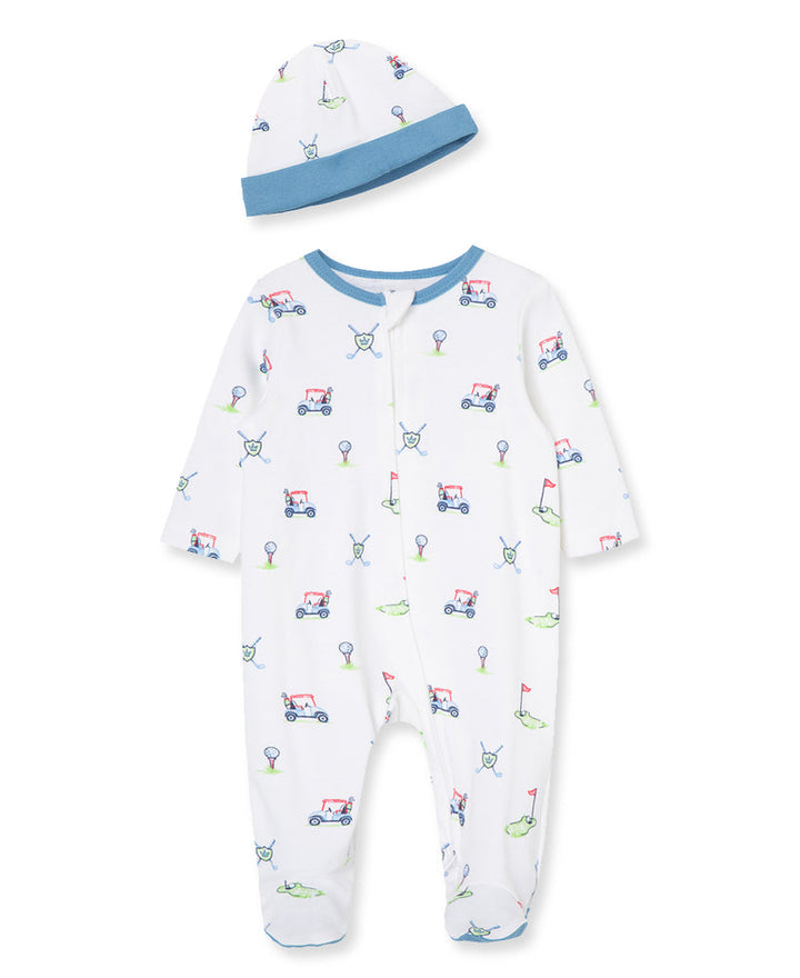 LITTLE ME BEBE NIÑO PIJAMA & HAT GOLF CLUB WHITE PRINT