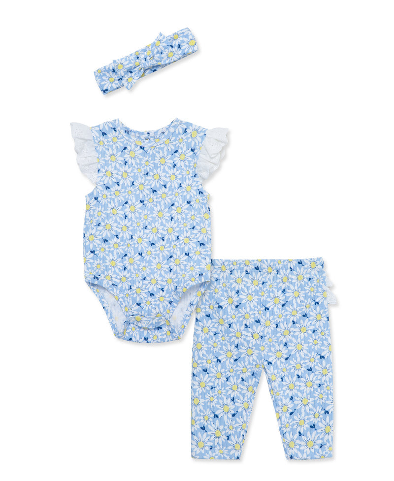 LITTLE ME BEBE NIÑA CONJ. DE PANTALON DAISY EYELET BLUE