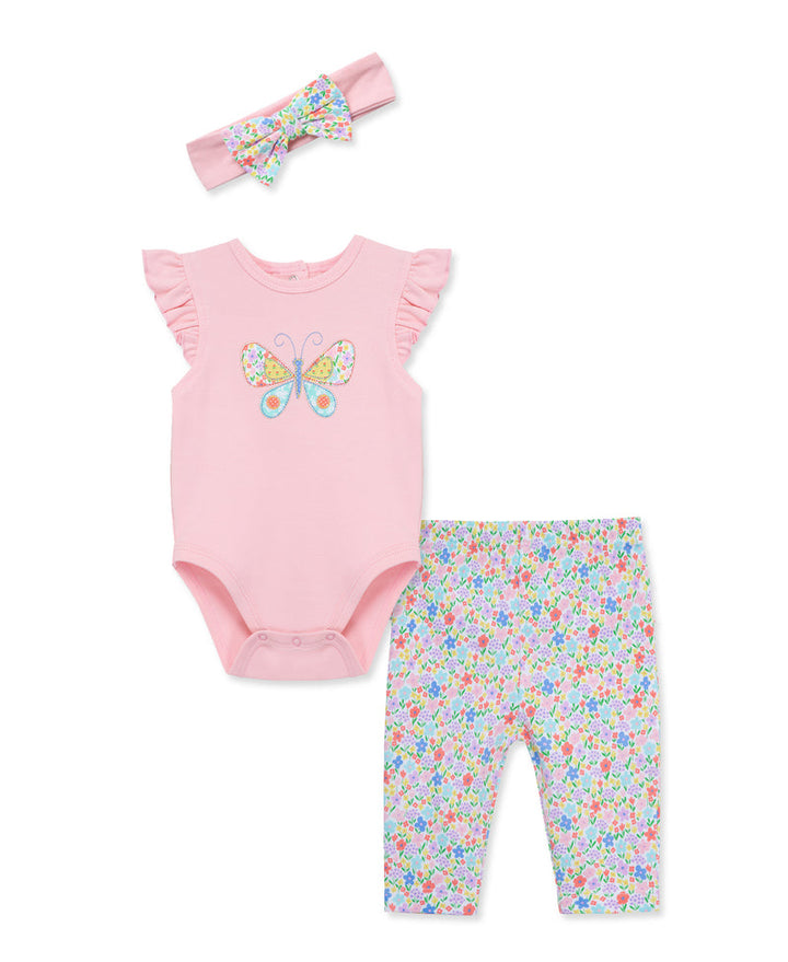 LITTLE ME BEBE NIÑA CONJ. DE PANTALON BUTTERFLY PINK MULTI