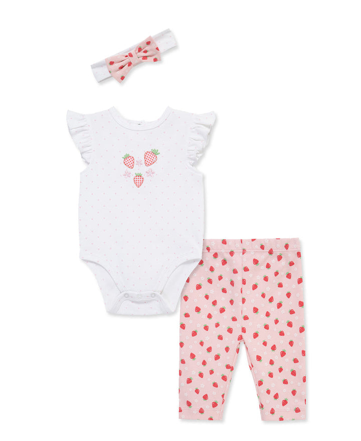 LITTLE ME BEBE NIÑA CONJ. DE PANTALON STRAWBERRY PINK