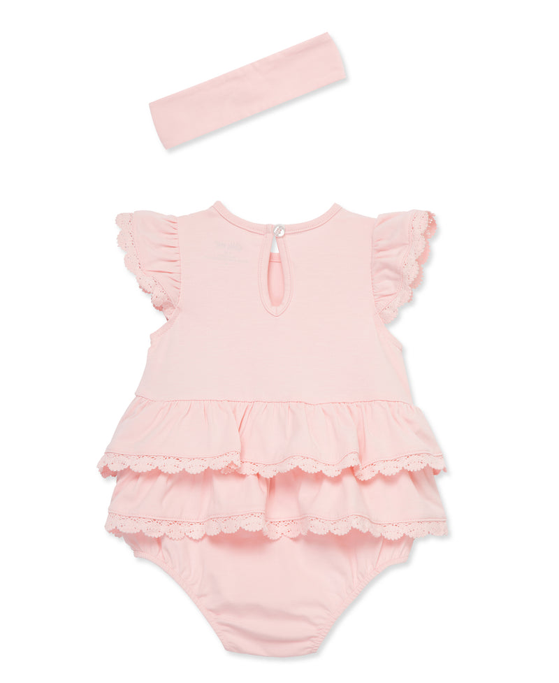 LITTLE ME BEBE NIÑA VESTIDO ESSENTIAL SOLIDS ROSE LACE BUBBLE PINK