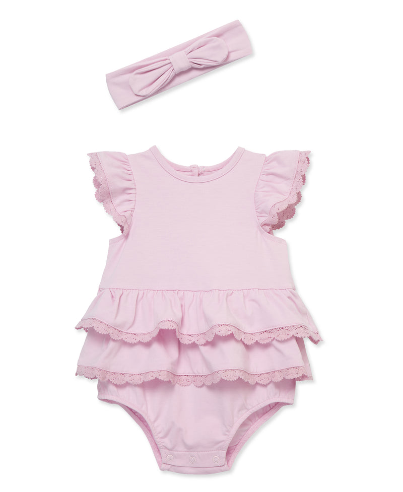 LITTLE ME BEBE NIÑA VESTIDO ESSENTIAL SOLIDS LACE BUBBLE LILAC