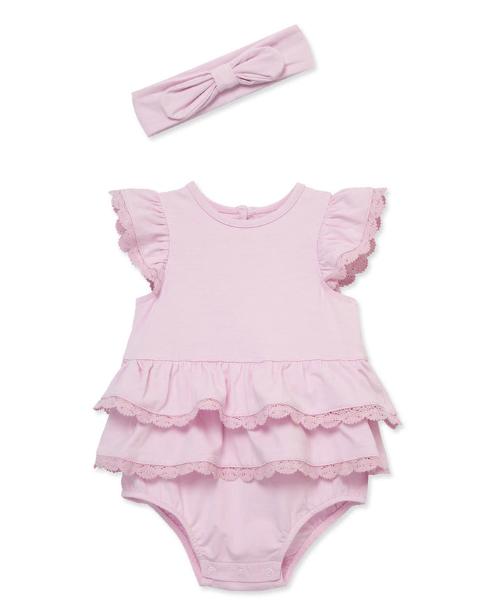 LITTLE ME BEBE NIÑA VESTIDO ESSENTIAL SOLIDS LACE BUBBLE LILAC