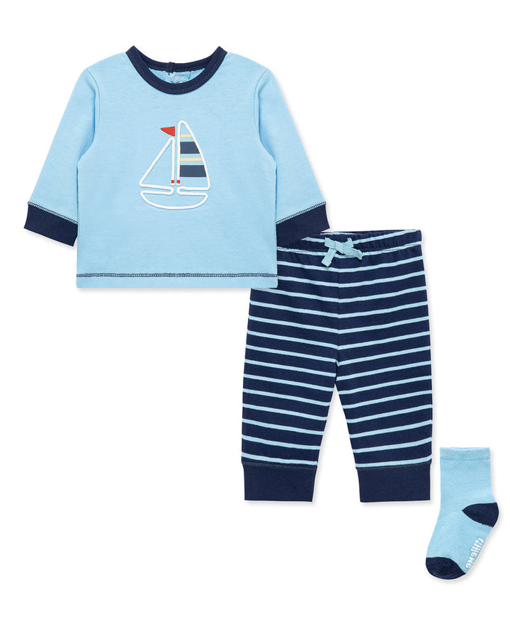 LITTLE ME BEBE NIÑO CONJ. DE PANTALON JOGGER SAILBOAT BLUE