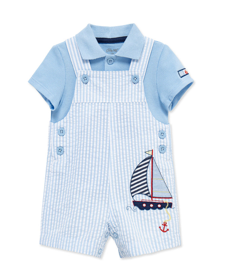 LITTLE ME BEBE NIÑO CONJ. DE OVEROL SAILBOAT BLUE