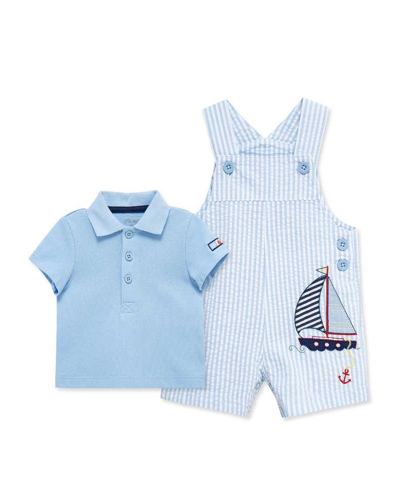 LITTLE ME BEBE NIÑO CONJ. DE OVEROL SAILBOAT BLUE