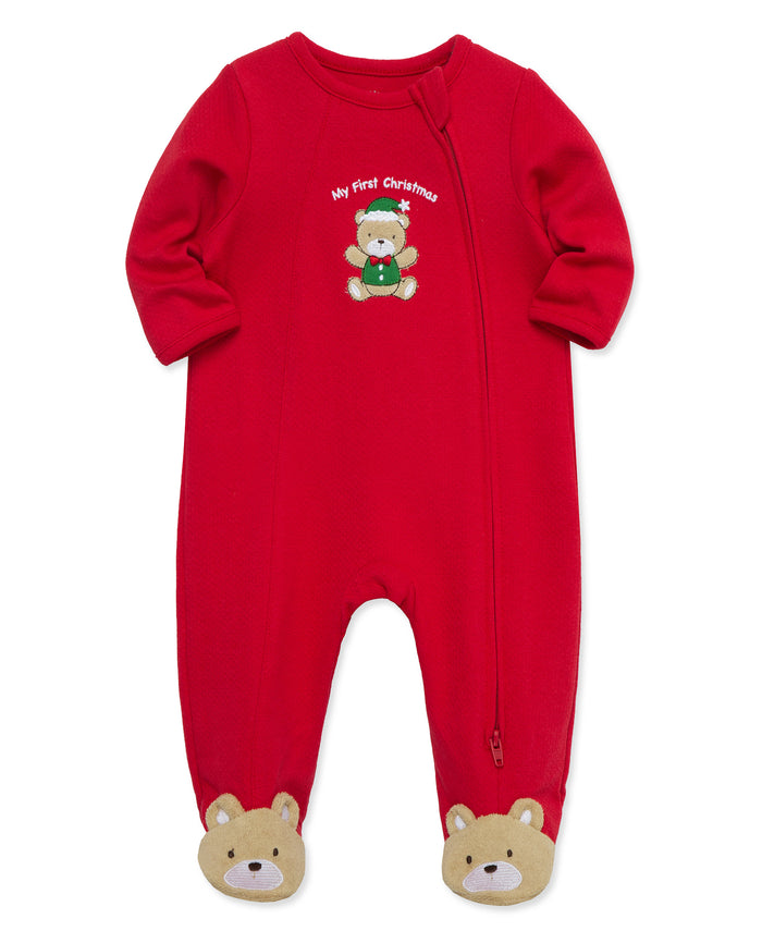 LITTLE ME BEBE NIÑA PIJAMA HOLIDAY BEAR RED