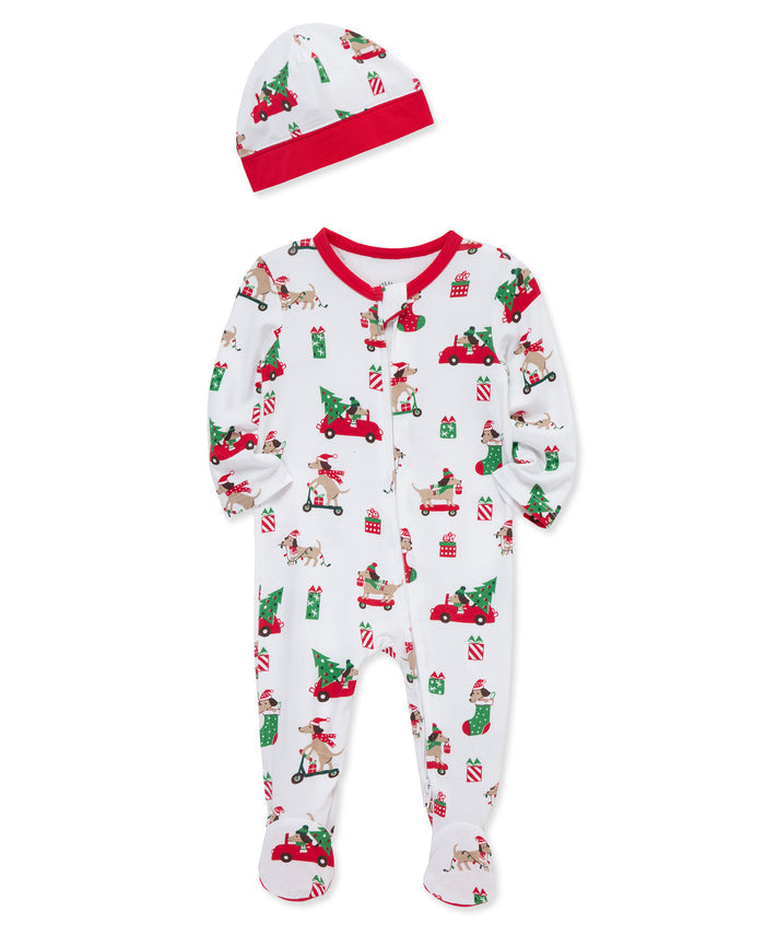 LITTLE ME BEBE NIÑO PIJAMA PUPPIES WHITE MULTI