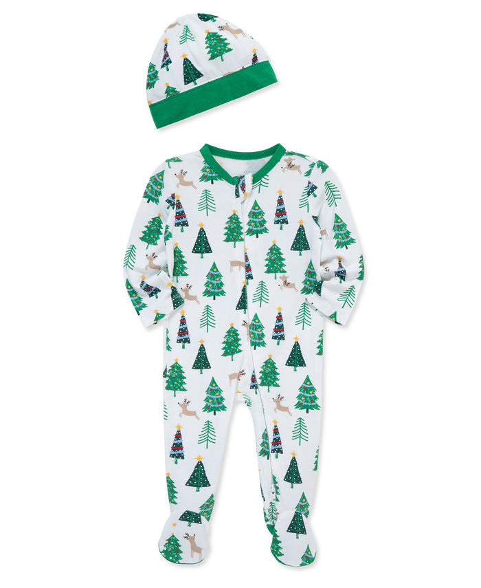 LITTLE ME BEBE NIÑO PIJAMA TREES GREEN MULTI