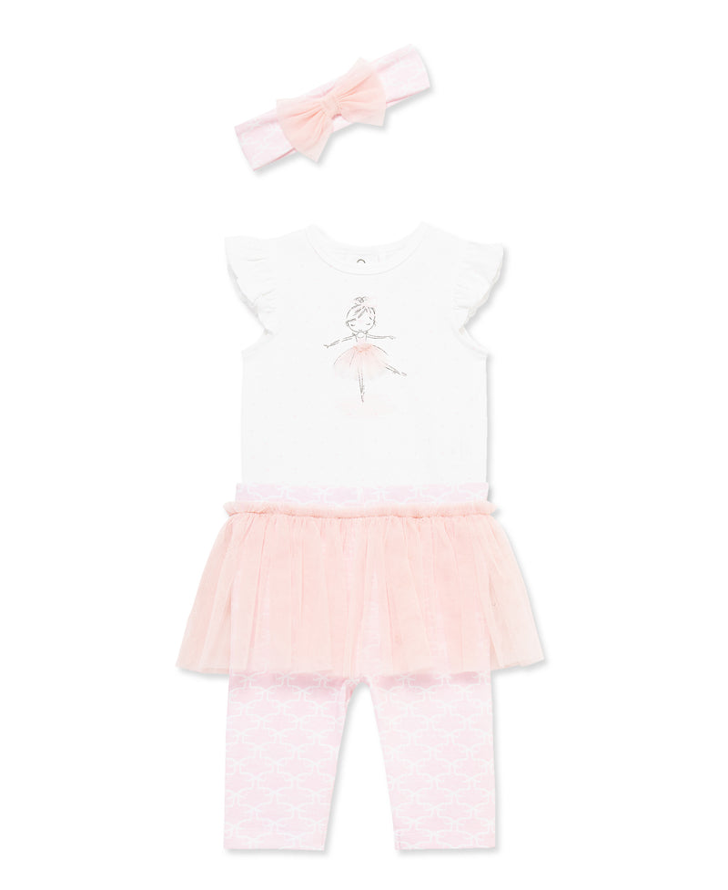 LITTLE ME BEBE NIÑA CONJ. DE PANTALON SKEGGING BALLET WHITE PRINT