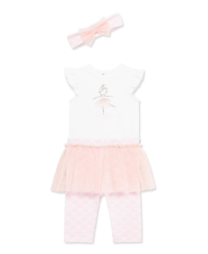 LITTLE ME BEBE NIÑA CONJ. DE PANTALON SKEGGING BALLET WHITE PRINT