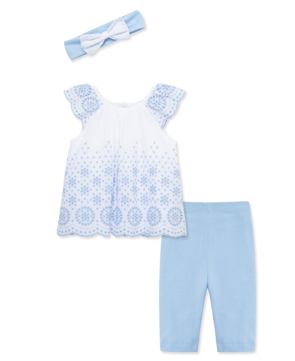 LITTLE ME BEBE NIÑA CONJ. DE PANTALON WOVEN TUNIC EYELET BLUE